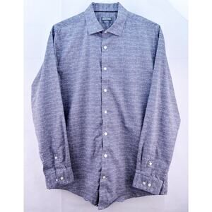 Kenneth Cole Reaction Mens Button Down Dress Shirt Black White Size 16.5 34-35